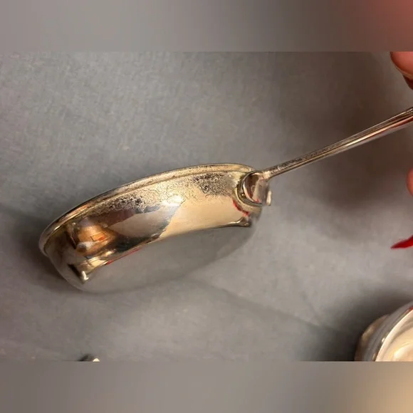 Christmas Vintage 3 Piece Silver Plated Tea Pot, Sauce Pan & Colander Ornaments - Picture 7 of 15